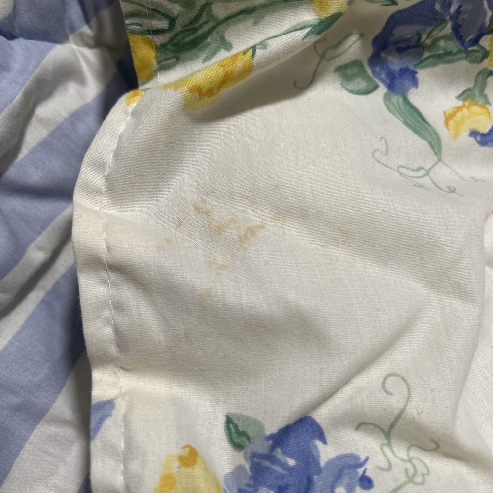 Laura Ashley Sweet Pea Charlotte Comforter Reversible Blue Stripe Twin VTG 90s - Picture 3 of 10